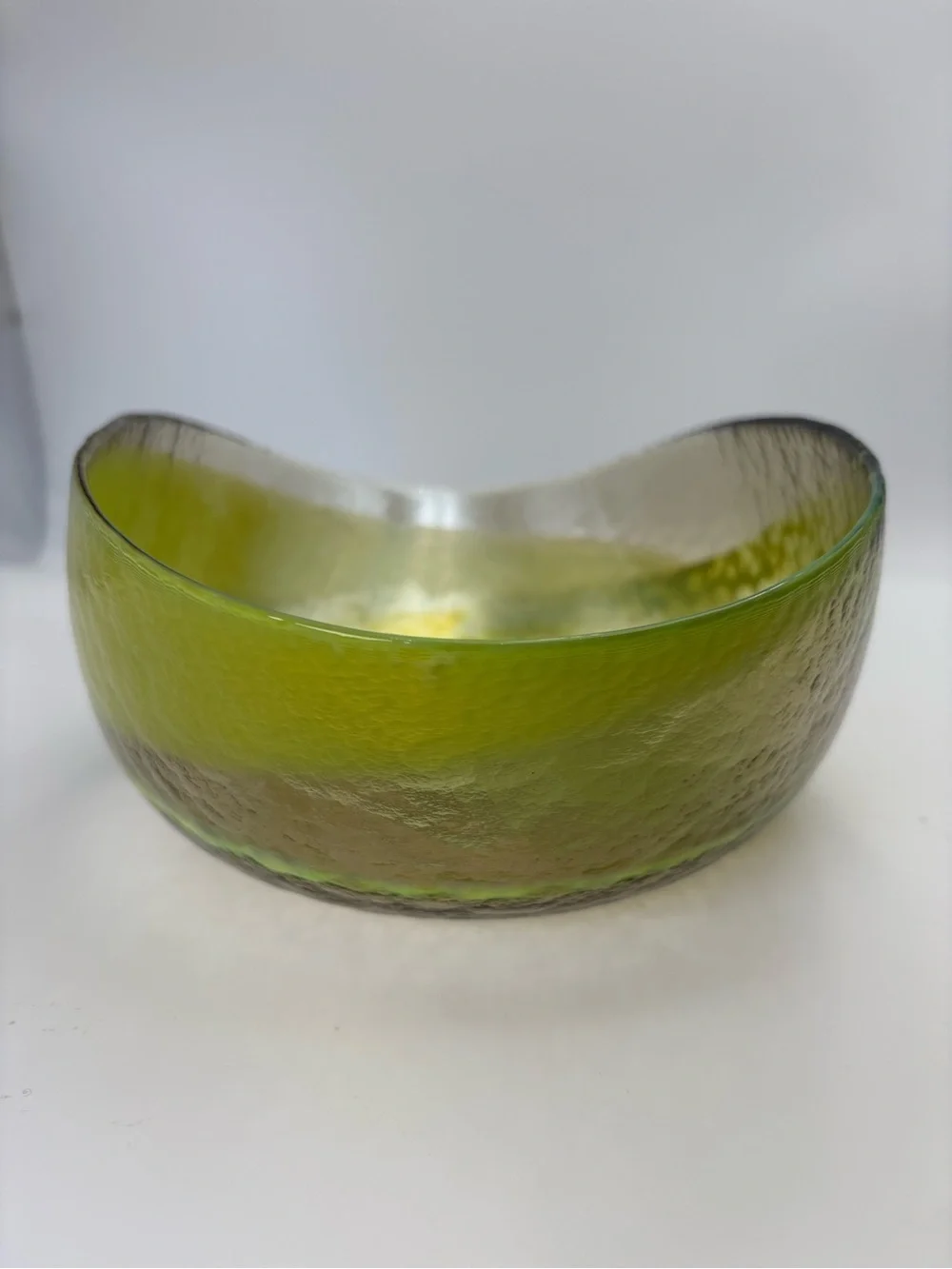 Crate & Barrel Agave Large Centerpiece Bowl Green Murano Glass Made In Italy